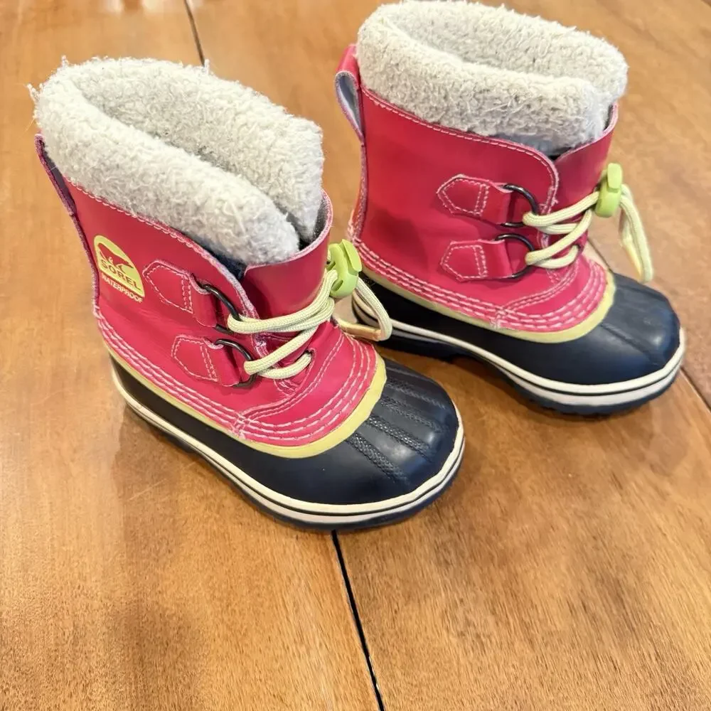 Sorel Yoot Pac Girls 9 Winter Snow Duck Boot Leather‎ Pink Waterproof Sherpa